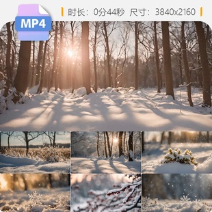 高清暖阳冬日雪景大寒白季秋叶飘落国风升格宣传片冷至视频素材