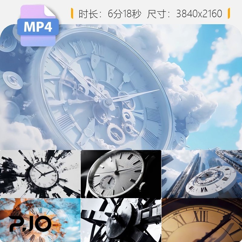 高清时间艺术时钟流逝指针转动唯美沙漏光影维度创意设计视频素材