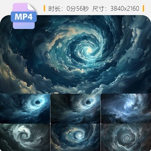 高清风暴旋涡云层天空乌暴风龙卷闪电雷特效高质量专业视频素材