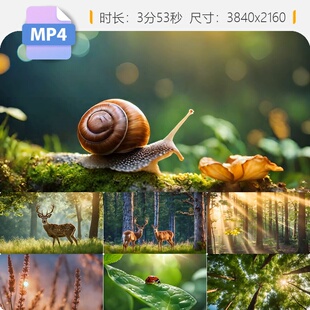 高清清晨森林唯美阳光穿透树叶丁达尔线影绿色生态原始氧视频素材