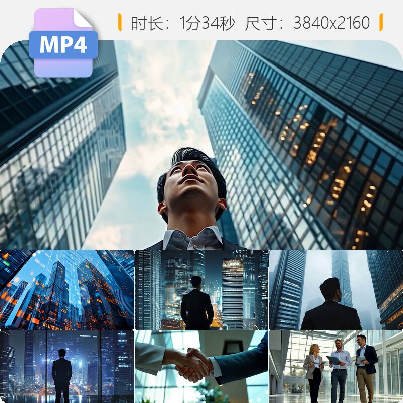 高清商务科技金融CBD高端写字楼投资合作谈判达成协议精视频素材图片