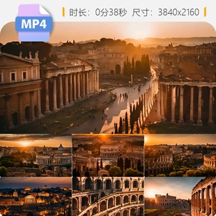高清古罗马帝国建筑遗迹历史文化古城艺术风格传承之美视频素材