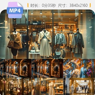 高清商场橱窗奢侈品服装珠宝项链女性礼物高消费经济形势视频素材