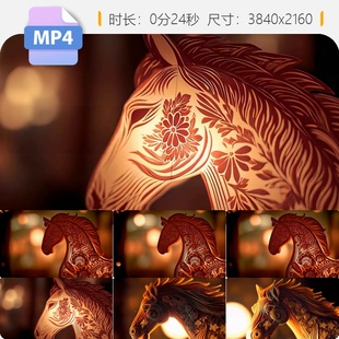 高清非遗剪纸祥瑞骏马灯笼艺术背景传统古风唯美马年片头视频素材