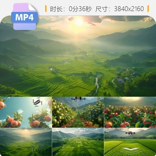 高清无人机低空经济智慧农业科技现代生态麦田数字喷洒视频素材
