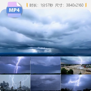 高清雷电雷暴极端天气闪打狂风乌云地质穿越机自然灾害视频素材