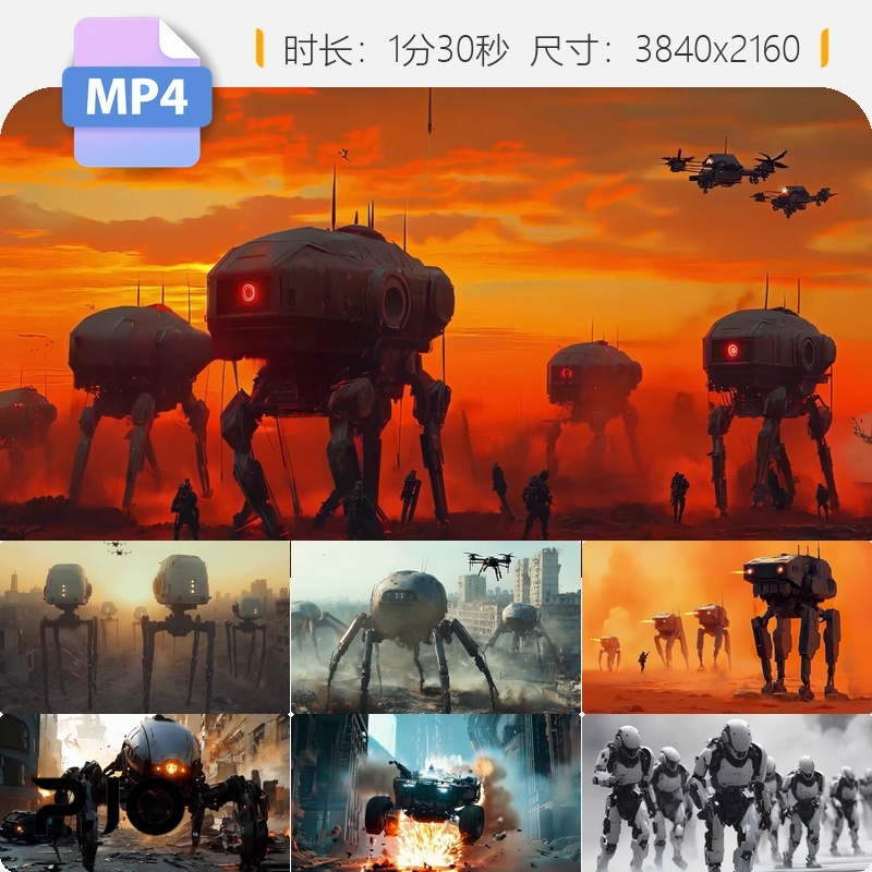 高清外星未来战争科幻机甲装备巨型战士人工智能军团视频素材