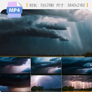 高清电闪雷鸣乌云密布风暴特效黑暗时刻极端天气闪电雷暴视频素材