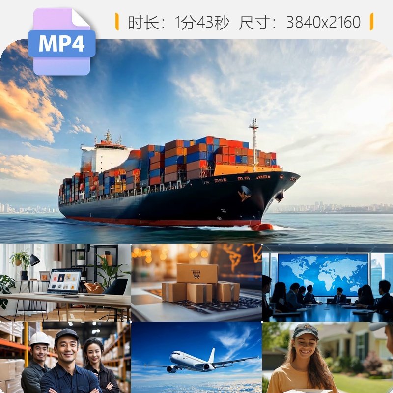 高清跨境电商跨国贸易物流仓储出口运输专业拍摄高质量视频素材