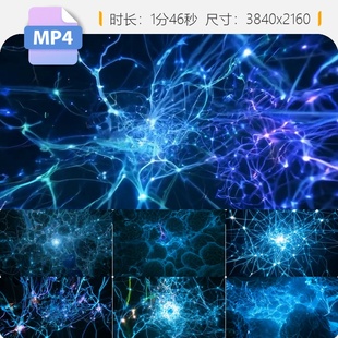 高清神经元神经网络大脑神经细胞解剖轴突触数字动画修复视频素材