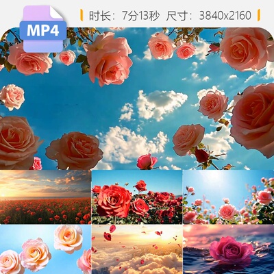 高清山区玫瑰花海特写唯美瓣飞舞掉落情人节浪漫转场视频素材