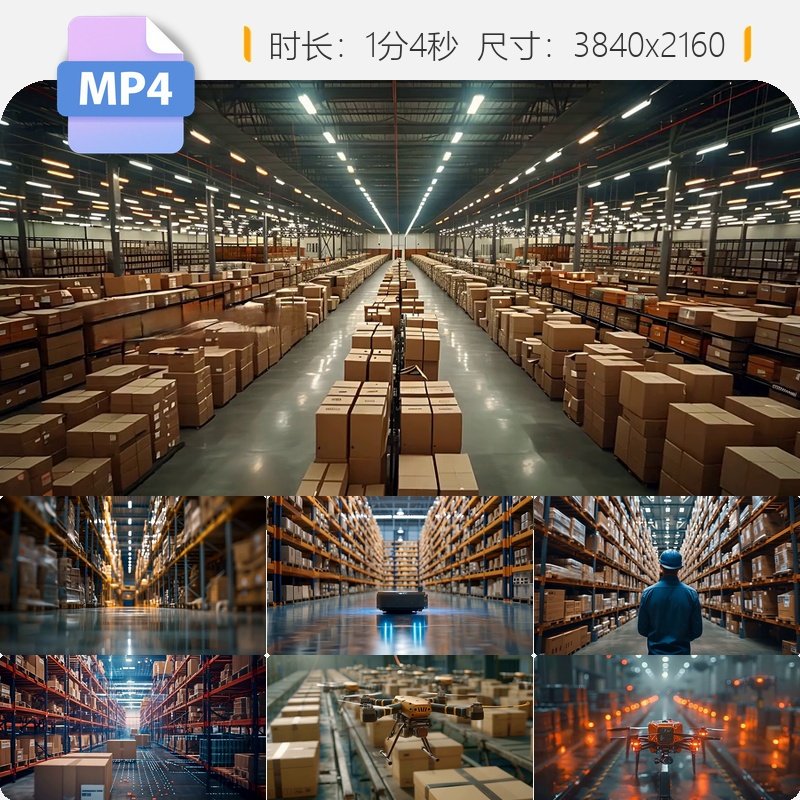 高清国际化智慧物流仓储无人化工厂机器智能分拣包裹货运视频素材