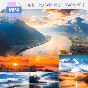 高清4K航拍中国大好河山延时素材长江黄河日出草原雪山视频素材