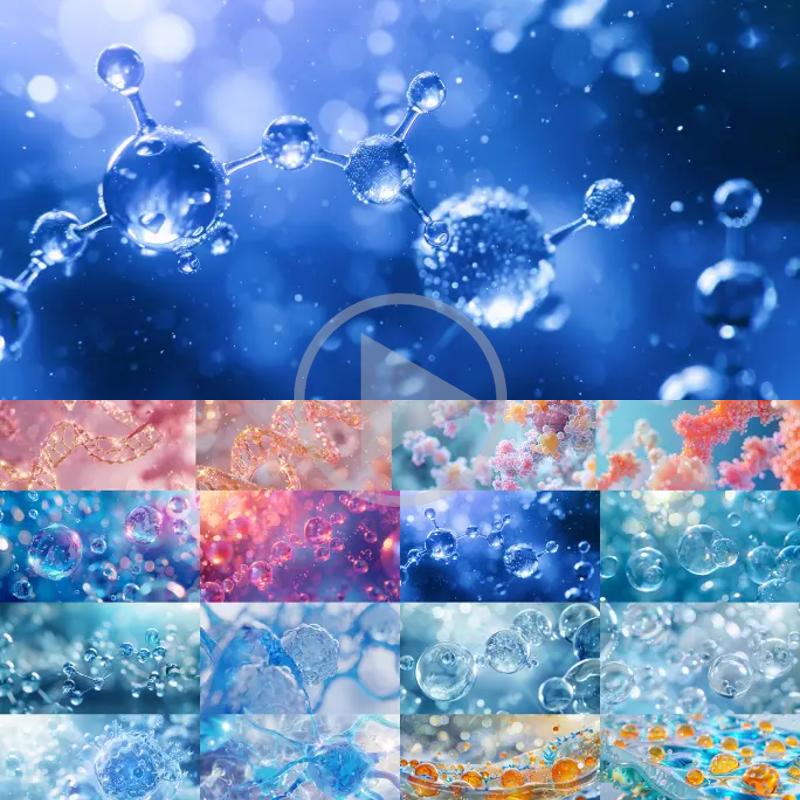 高清生物分子DNA结构抽象动态艺术4K微医学显微梦幻渲染视频素材