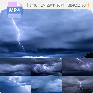 高清乌云密布电闪雷鸣极端天气暴风雨夏季恶劣前夕台风视频素材
