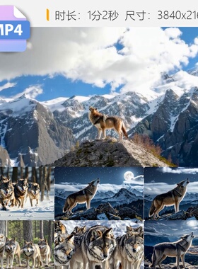 高清狼群孤狼狼王捕猎狩猎嚎叫奔跑俯冲森林雪地围猎攻击视频素材