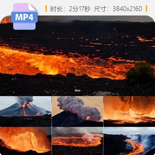 高清火山喷发熔岩岩浆流淌地壳运动自然景观预警监测研究视频素材