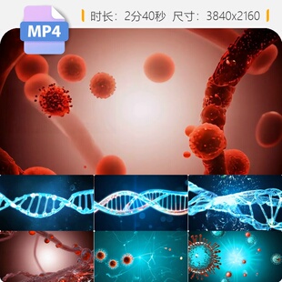 高清人体细胞基因链DNA结构染色核裂突变神经修复遗传医视频素材