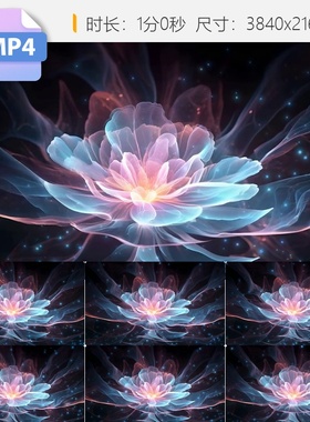 高清4K唯美粒子花朵绽放LED背景歌舞晚会浪漫森林全息视频素材