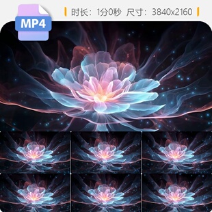 高清4K唯美粒子花朵绽放LED背景歌舞晚会浪漫森林全息视频素材