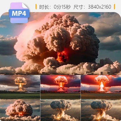 高清原核弹爆炸城市毁灭战争蘑菇云末日灾难视频素材