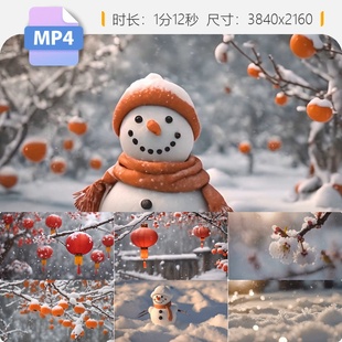 高清唯美雪景小寒大寒腊八立春元旦春节新年飘雪国潮风视频素材