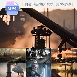 高清工业近代工业化蒸汽时代钢铁机械制造历史素材视频素材