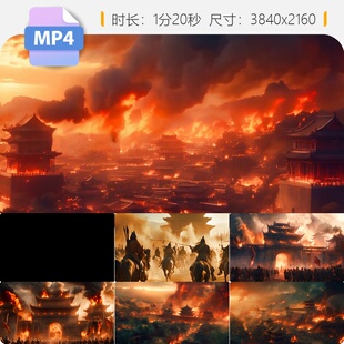 高清古代中国战争场景攻城拔寨两军交烽火硝烟千万马士兵视频素材