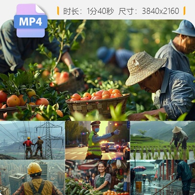 高清劳动最光荣劳动者职工场景五一劳动节各行业楷模工人视频素材