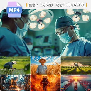 高清五一劳动节致敬各行业奋斗者工人农民医生消防员背影视频素材