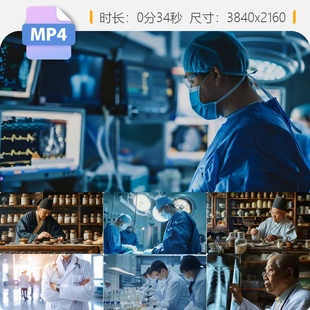 高清中国医师节医生从古至今问诊手术核磁共振郎中传视频素材