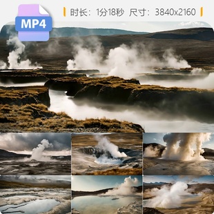 高清地热地貌勘探工程技术与发电系统站温泉区岩浆水沉积视频素材