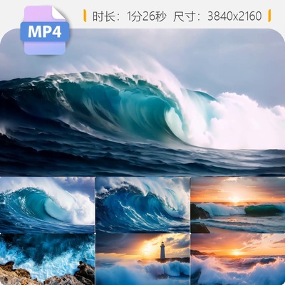 高清大海巨浪乘风破浪惊涛拍岸汹涌气势磅礴宣传片头视频素材