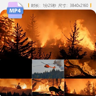 高清森林火灾救援消防山林起火安全宣育片队员现场视频素材