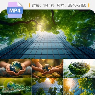 高清碳中和双绿色城市环保地球生态园清洁能源出行发展节视频素材