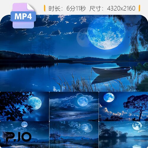 高清朗诵节目我心中的月亮配乐夜晚满天空树木剪影云光自视频素材