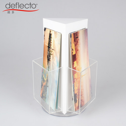 迪多A6三格旋转展示架目录架杂志架资料架文件架广告宣传架旋转置物架A4（3/1）宣传单张收纳展示架展会用品