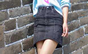 Z9100 口袋牛仔短裙Z02624536C 工装