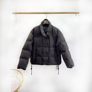 PUTIAN时尚单排扣系带羽绒服2025冬装新款韩版宽松百搭外套女032