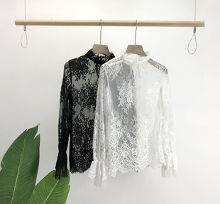 十三行女装宽松休闲打底衫2025秋冬新款韩版时尚气质绣花蕾丝衫女
