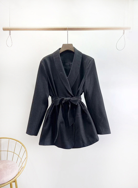 VANE复古双排扣系带西装2025冬装新款韩版百搭时尚显瘦外套25923