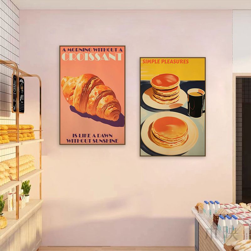 复古美式装饰画可口可乐海报汉堡披萨炸鸡店墙面挂画蛋糕烘焙面包图片