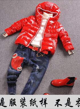 羽绒服短款纸样实物11裁剪样 女士连帽短外套棉衣样板diy缝纫图纸