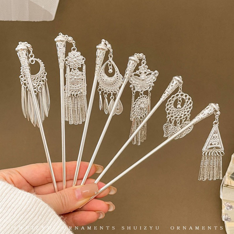 古风镀银发簪女流苏步摇汉服头饰高级感新中式后脑勺盘发发钗簪子,饰品/流行首饰/时尚饰品新,发饰,淘宝优惠券,粉丝福利购,淘宝优惠卷