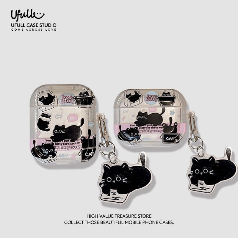 ins日系卡通小猫适用苹果无线蓝牙airpods4耳机壳2/3代耳机保护套可爱高级感简约硅胶透明软壳ins风搞怪