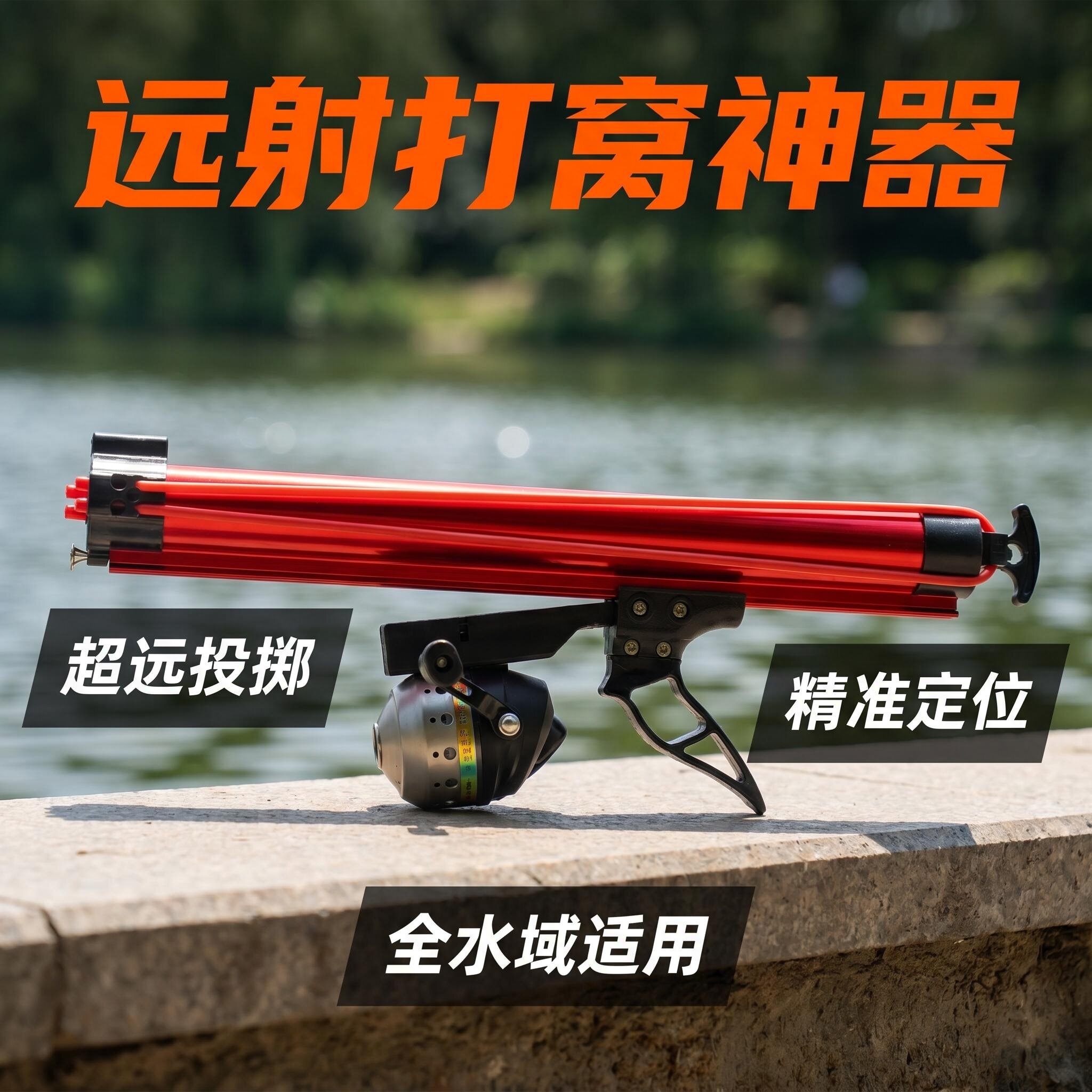 户外便携式路亚打窝器金属弹射打窝钓鱼精准远投抛饵料渔具精品