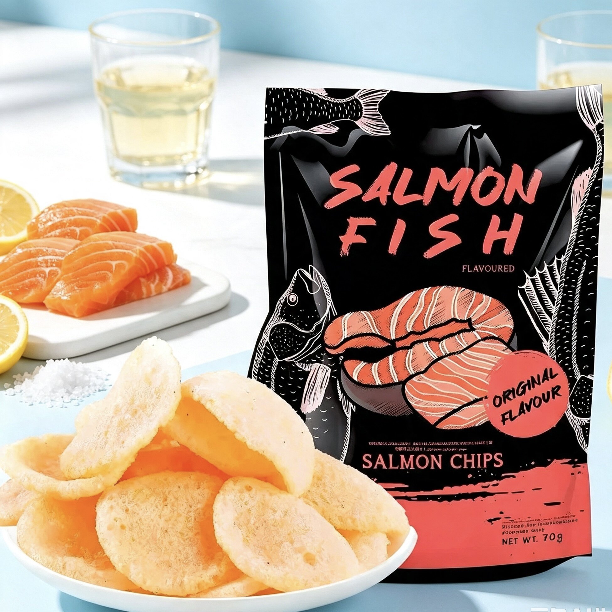 马来西亚进口薯片原味黑松露味芥末味三文鱼片膨化食品休闲零食品