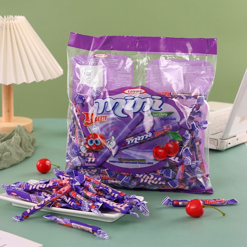 土耳其进口迷你奶条糖果酸樱桃味软糖儿童休闲零食喜糖年货500克