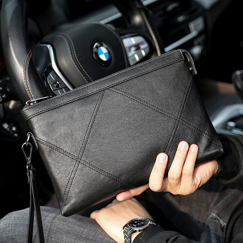 2022新款时尚男包手包男真皮大容量男士手拿包休闲软皮羊皮信封包