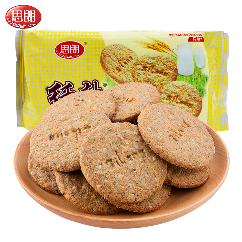 思朗纤麸粗粮消化饼干168g薄脆代餐早餐饱腹办公室休闲零食下午茶